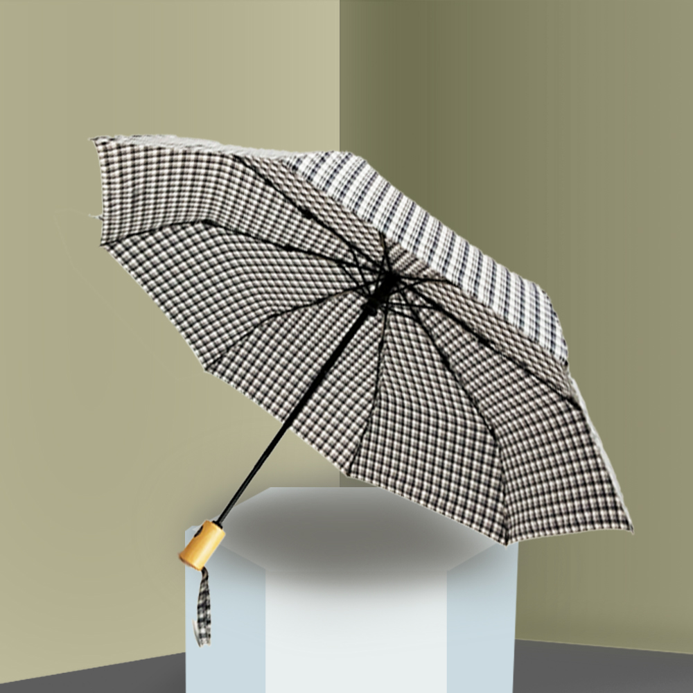 三折簡(jiǎn)約格子傘